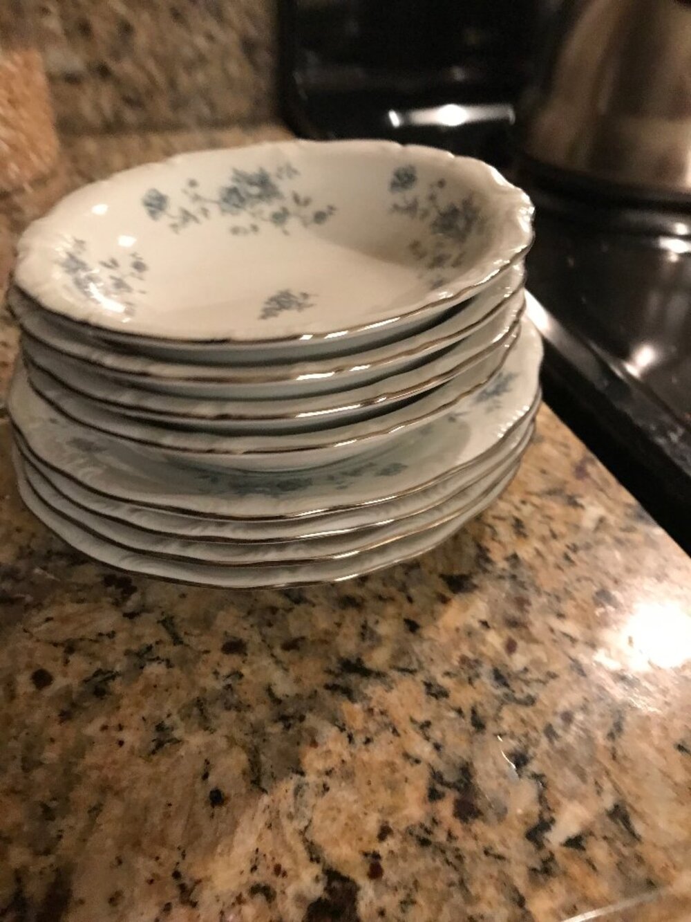 Bundle 4 salad/bread plates 6"+ 4 berry bowls Blue Garland Johann Havilland